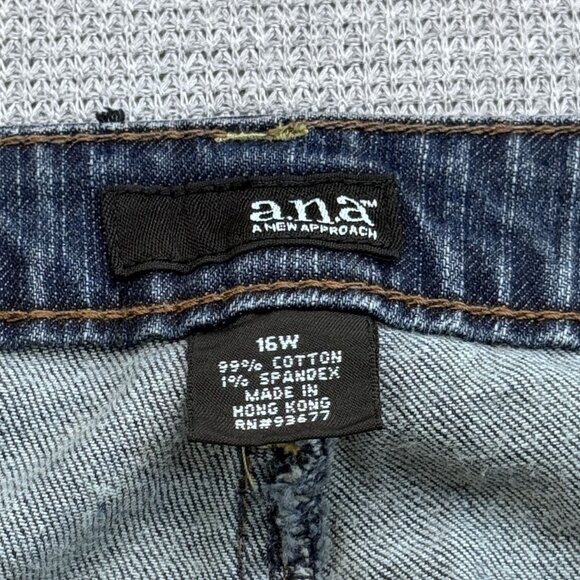 ana A New Approach Womens 16W Denim Jeans Bootcut Blue Button Flap Pockets - Picture 6 of 13